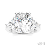 1 1/10 Ctw Oval Shape Trillion Cut & Round Cut Diamond Semi-Mount Engagement Ring in 14K White Gold