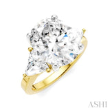 1 1/10 Ctw Oval Shape Trillion Cut & Round Cut Diamond Semi-Mount Engagement Ring in 14K Yellow and White Gold