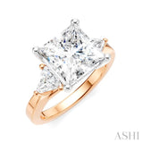 1/2 Ctw Princess Shape Trillion Cut & Round Cut Diamond Semi-Mount Engagement Ring in 14K Rose and White Gold