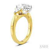 1/2 Ctw Pear Shape Trillion Cut & Round Cut Diamond Semi-Mount Engagement Ring in 14K Yellow and White Gold