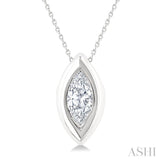 1/3 Ctw Bezel Set Marquise Cut Diamond Bubble Fashion Pendant With Chain in 14K White Gold