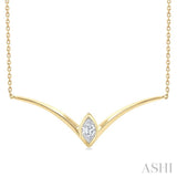 1/4 Ctw Chevron Bezel Marquise Cut Diamond Necklace in 14K Yellow Gold