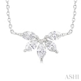 1/3 Ctw Semi-Circle Chevron Marquise Cut Diamond Fashion Necklace in 14K White Gold