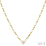 1/5 Ctw Bezel-Set Round-Cut Diamond Curb & Cuban Link Fashion Necklace in 14K Yellow Gold