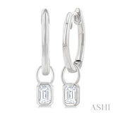 1/3 Ctw Bezel Set Emerald Cut Diamond Huggie Earrings in 14K White Gold