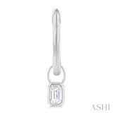 1/3 Ctw Bezel Set Emerald Cut Diamond Huggie Earrings in 14K White Gold