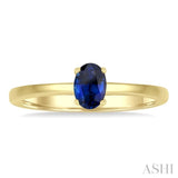 6x4 MM Oval Shape Sapphire Precious Solitaire Ring in 14K Yellow Gold