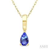5X3 MM Pear Shape Tanzanite Precious Solitaire Pendant With Chain in 14K Yellow Gold