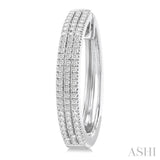 1/2 Ctw Triple Row Pave Set Round Cut Diamond Fashion Hoop Earring in 10K White Gold