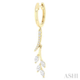 1/2 Ctw Marquise and Round Cut Diamond Leaf Dangler Hoop Earrings in 14K Yellow Gold