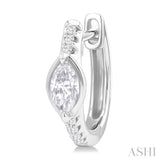 1/3 Ctw Marquise Centerpiece and Round Cut Diamond Fashion Huggie Earrings in 14K White Gold