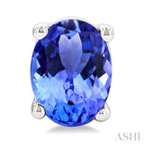 4X3 MM Oval Shape Tanzanite Precious Stud Earrings in 14K White Gold