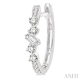 1/3 Ctw Baguette and Round Cut Diamond Hoop Earrings in 14K White Gold