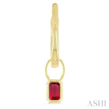 5x3 MM Bezel Set Emerald Cut Ruby Precious Fashion Huggie Earrings in 10K Yellow Gold