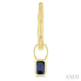 5x3 MM Bezel Set Emerald Cut Sapphire Precious Fashion Huggie Earrings in 10K Yellow Gold