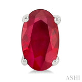 5X3 MM Oval Shape Ruby Precious Stud Earrings in 14K White Gold