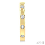 1/6 Ctw Flush Bezel Set Diamond Fashion Hoop Earring in 10K Yellow Gold