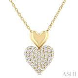1/4 Ctw Heart Shape Pave Set Single Cut Diamond Fashion Pendant With Chain in 10K Yellow Gold