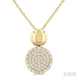 1/4 Ctw Circular Mount Pave Set Single Cut Diamond Fashion Pendant With Chain in 10K Yellow Gold