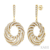 1 Ctw Open Window Swirl Circle Round Cut Diamond Fashion Earrings in 14K Yellow Gold