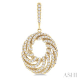 1 Ctw Open Window Swirl Circle Round Cut Diamond Fashion Earrings in 14K Yellow Gold