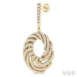 1 Ctw Open Window Swirl Circle Round Cut Diamond Fashion Earrings in 14K Yellow Gold