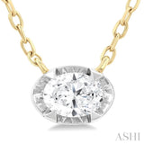 1/4 Ctw Oval and Bezel Set Round Cut Diamond Station Necklace in 14K Yellow and White Gold