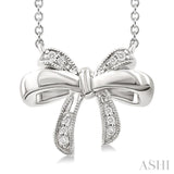 1/20 Ctw Bow Round Cut Diamond Fashion Pendant With Chain in Sterling Silver