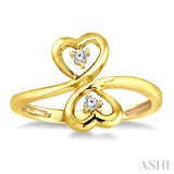 Twin Heart Shape 2 Stone Diamond Fashion Ring