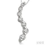 1/4 Ctw Swirl Journey Diamond Pendant in 14K White Gold with Chain