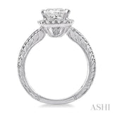 1 1/6 Ctw Diamond Engagement Ring with 3/4 Ct Princess Cut Center Stone in 14K White Gold