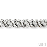 1 Ctw Round Cut Diamond X & O Link Bracelet in 10K White Gold