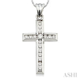 1/2 Ctw Round Cut Diamond Cross Pendant in 14K White Gold with Chain