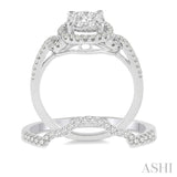 1/3 Ctw Lovebright Set with 1/3 Ctw Invisible Set Engagement Ring and 1/20 Ctw Wedding Band in 14K White Gold
