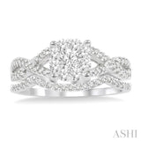 1/2 Ctw Diamond Wedding Set with 1/3 Ctw Lovebright Engagement Ring and 1/10 Ctw Wedding Band in 14K White Gold