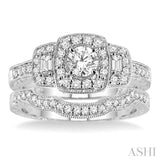 7/8 Ctw Diamond Wedding Set with 3/4 Ctw Round Cut Engagement Ring and 1/6 Ctw Wedding Band in 14K White Gold