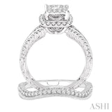 7/8 Ctw Diamond Lovebright Wedding Set with 3/4 Ctw Princess Cut Engagement Ring and 1/5 Ctw Wedding Band in 14K White Gold