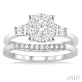 3/4 Ctw Diamond Lovebright Wedding Set with 3/4 Ctw Round Cut Engagement Ring and 1/20 Ctw Wedding Band in 14K White Gold