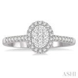 1/3 Ctw Oval Shape Diamond Lovebright Ring in 14K White Gold