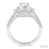 1 1/2 Ctw Diamond Engagement Ring with 3/4 Ct Princess Cut Center Stone in 14K White Gold