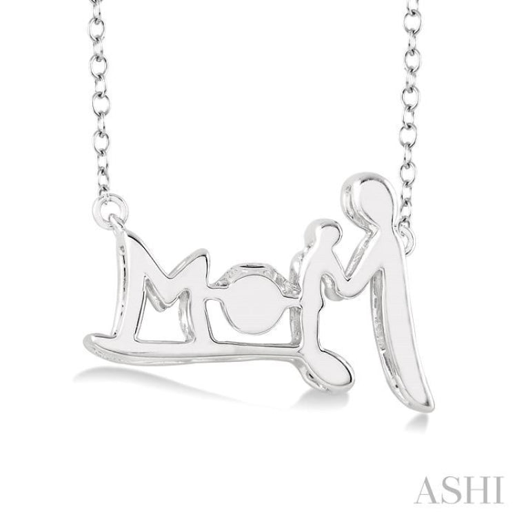 Silver Mom & Child Emotion Diamond Pendant