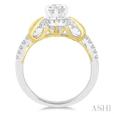 1/2 Ctw Diamond Semi-mount Engagement Ring in 14K White and Yellow Gold