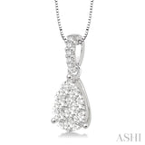 3/4 Ctw Pear Shape Diamond Lovebright Pendant in 14K White Gold with Chain