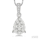 3/8 Ctw Pear Shape Diamond Lovebright Pendant in 14K White Gold with Chain