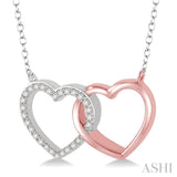 1/6 Ctw Diamond Double Heart Pendant in 10K White and Rose Gold with chain