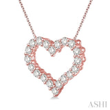 3/4 Ctw Round Cut Diamond Heart Necklace in 14K Rose Gold