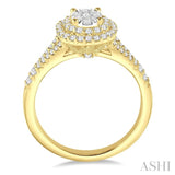 3/4 Ctw Oval Shape Diamond Lovebright Diamond Ring in 14K Yellow and White Gold