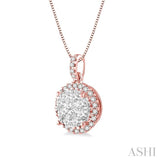 1/2 Ctw Lovebright Round Cut Diamond Pendant in 14K Rose and White Gold with Chain
