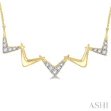1/6 Ctw Connecting V-shape Round Cut Diamond Necklace in 10K Yellow Gold