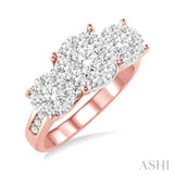 1 1/2 Ctw Lovebright Round Cut Diamond Ring in 14K Rose and White Gold